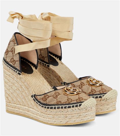 gucci wedge espadrille|Gucci espadrille flat sale.